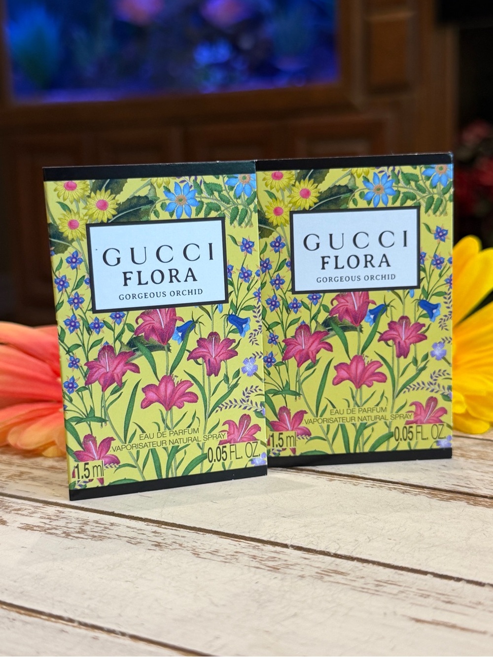 🎁5 For $25 Gucci Flora Gorgeous Orchid Sample Spray Card 1.5 ml 2X